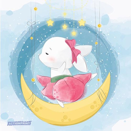 Atvirukai Mieloji Bunny šoka mėnulyje, 6 vnt