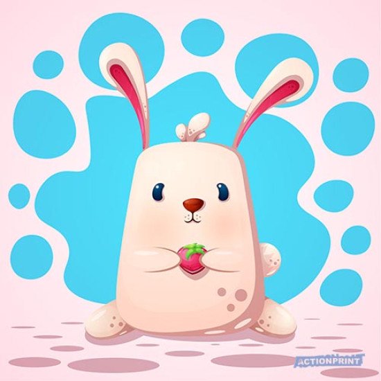 Atvirukai Mielas kiškutis su braške, 6 vnt