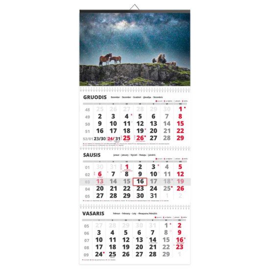 Sieninis kalendorius TRIO trijų dalių - 00115