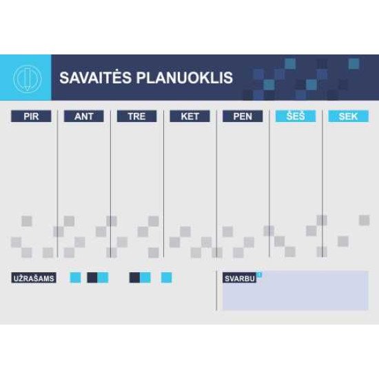 Savaitės planuoklis 0005 - Modernus planuoklis, A4 formatas, 54 lapai
