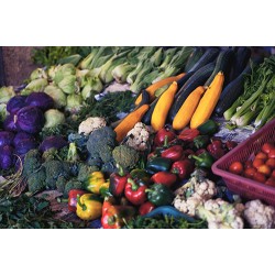 Fototapetai  Įvairios daržovės ant prekystalio