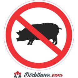 Lipdukas Draudžiama kiauliena, kiaulė