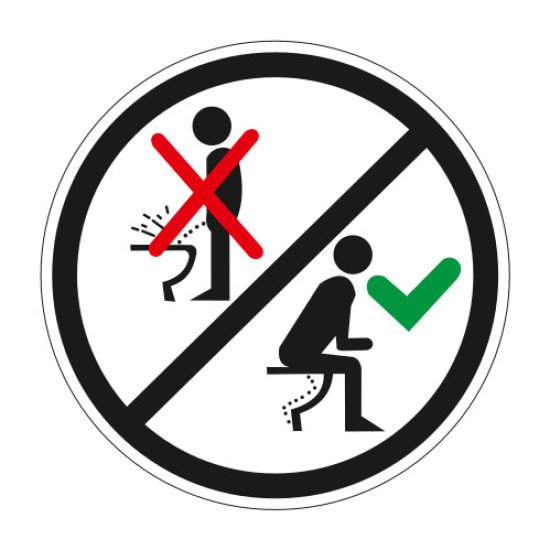 Lipdukas Tualeto taisyklės, sedėti ant klozeto, Nesišlapinti stovint Lipdukas Tualeto taisyklės, sedėti ant klozeto, Nesišlapinti stovint