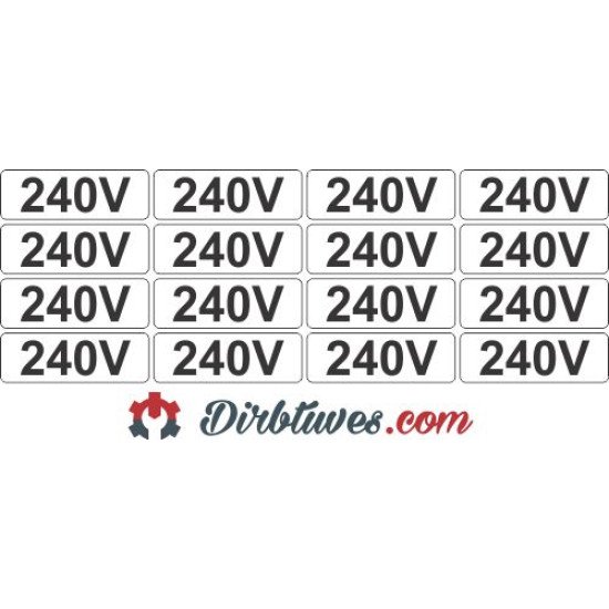 Lipdukas Įtampa 240V, 10x30 mm, 16 vnt Lipdukas Įtampa 240V, 10x30 mm, 16 vnt