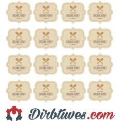 Etiketė-lipdukai medui  Organic Natural product, 16 vnt