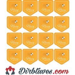 Etiketė-lipdukai medui Honey Natural 100%, 16 vnt