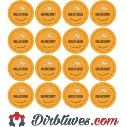 Etiketė-lipdukai medui Honey Natural 100%, 16 vnt