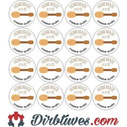 Etiketės-lipdukai medui Honey, Premium quality, Homemade, 16 vnt