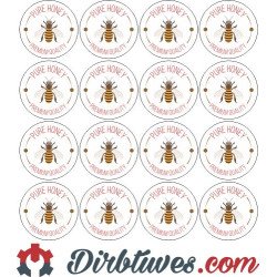 Etiketės-lipdukai medui Pure Honey, Premium quality, 16 vnt