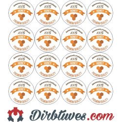 Etiketės-lipdukai medui Honey, 100% homemade, Premium quality, 16 vnt