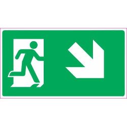 Lipdukas Evakuacinis išėjimas lipant laiptais į dešinę aukštyn