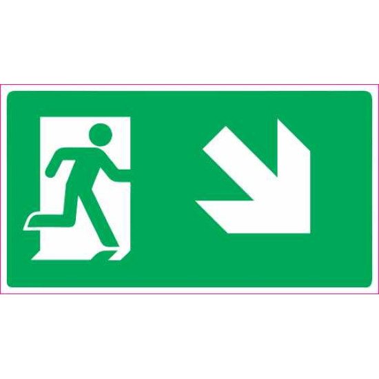 Lipdukas Evakuacinis išėjimas lipant laiptais į dešinę aukštyn