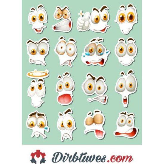 Lipdukai humoristiniai Jaustukai, veidukai, 16 vnt