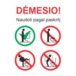 Lipdukas Neatlikti gamtinių reikalų (nesišlapinti) ant klozeto kraštų