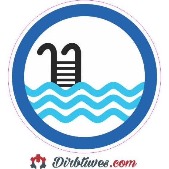 Informacinis lipdukas Baseine naudotis kopetėlėmis