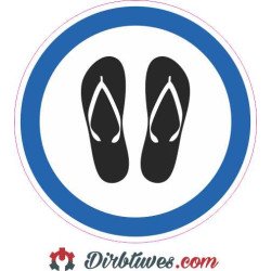 Informacinis lipdukas Baseine naudotis šlepetėmis, mūvėti tapkėmis