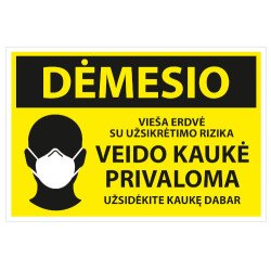 Lipdukas Veido kaukė privaloma, Covid rizika