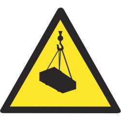 Lipdukas Atsargiai! Pakeltas krovinys