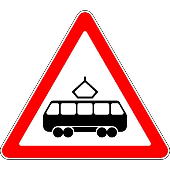 Lipdukas Sankryža su tramvajumi kelio ženklas