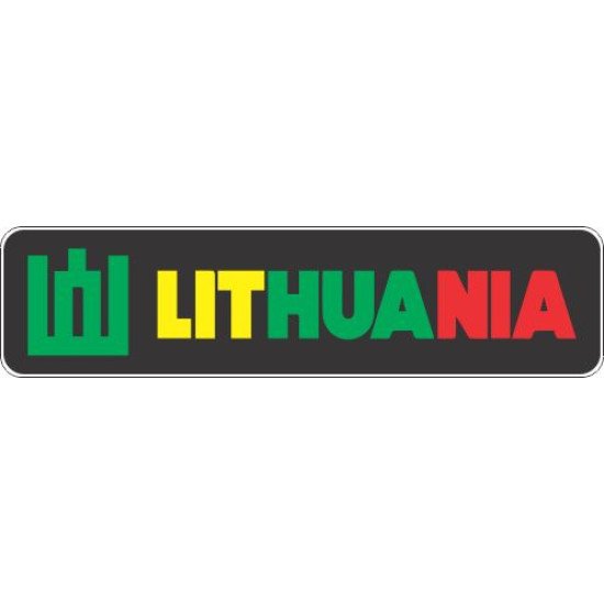 Lipdukas Lithuania ženklas spalvotas juodame fone