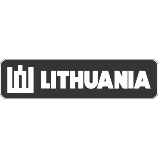 Lipdukas Lithuania ženklas baltas juodame fone