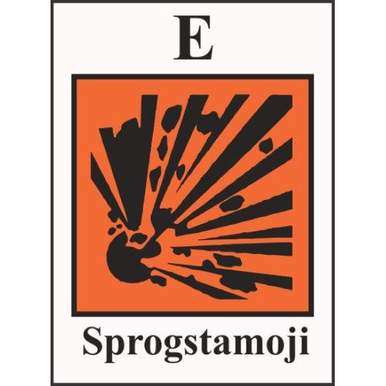 Lipdukas E sprogstamoji medžiaga