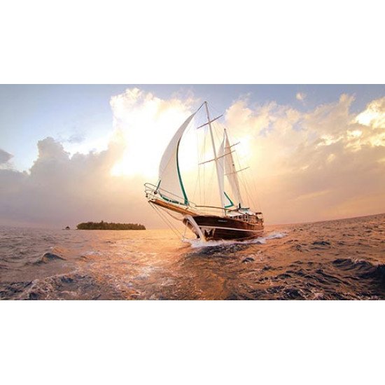 Fototapetas Burlaivis prie salos