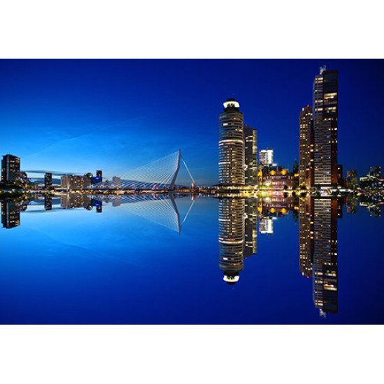 Fototapetai Ežeras prie dangoraižių Roterdamas, Olandija