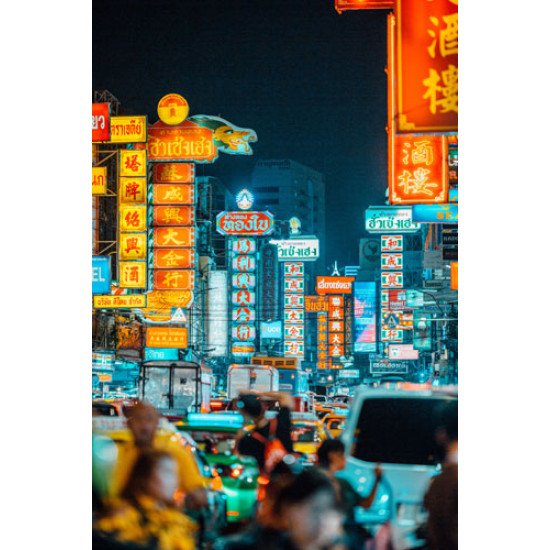 Fototapetai Miestas apšviestas parduotuvių ženklais, Chinatown, Bankokas, Tailandas - 2