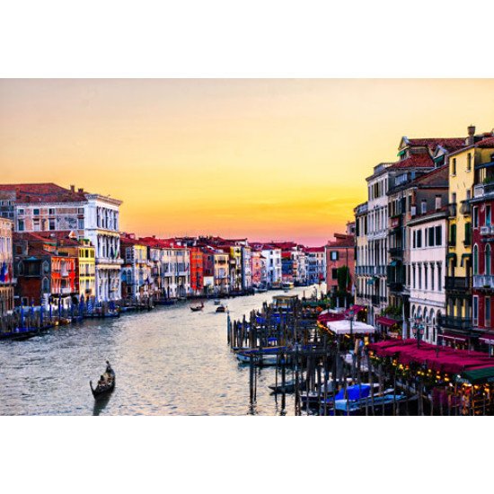 Fototapetai Miesto upės kanalas ryto saulėtekio metu, Grand Canal, Italija