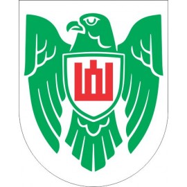 Lipdukas Istorinės Lietuvos ženklas žalias su raudonu baltame fone