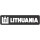 Lipdukas Lithuania ženklas baltas juodame fone