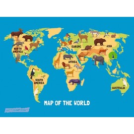 Plakatas mokomasis Gyvūnų pasaulio žemėlapis