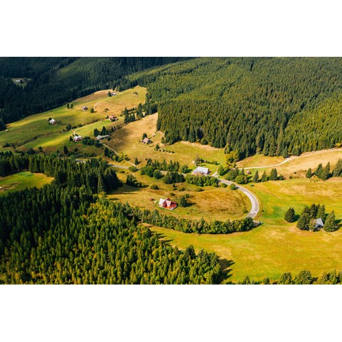 Fototapetai Kalnuoto regiono peizažas iš dangaus